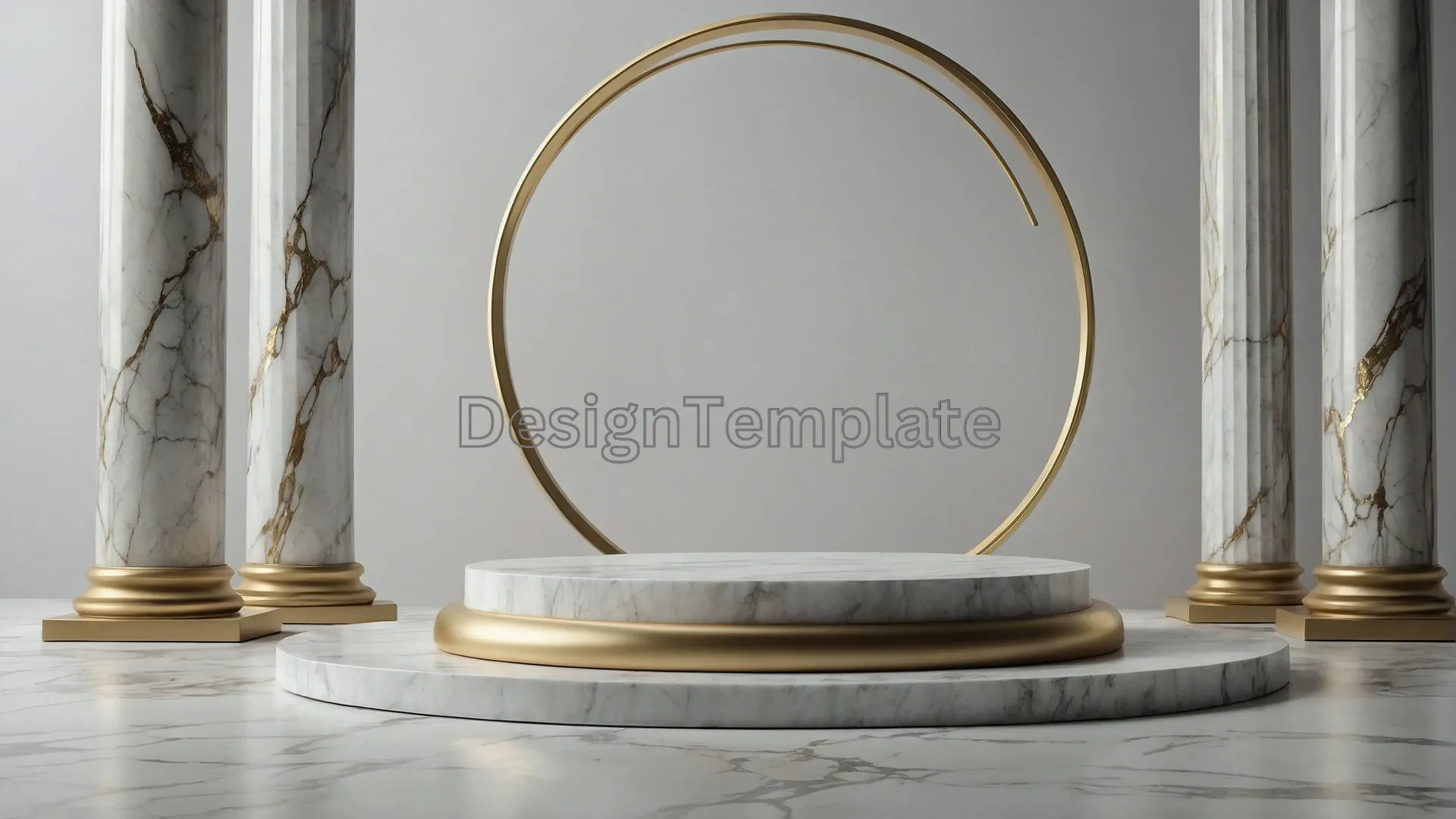 Minimalist Circular Mirror Frame on Marble Background